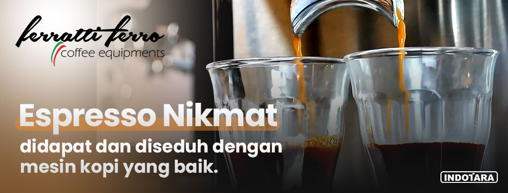 Espresso nikmat didapat dan diseduh dengan mesin kopi yang baik